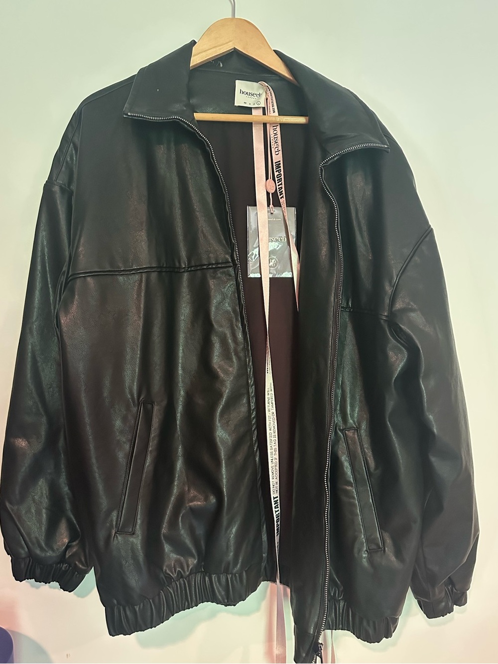 House of CB black leather bomber jacket never worn size L